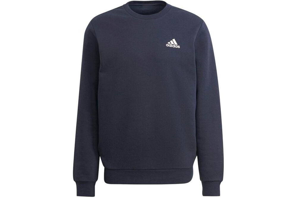 Adidas Navy Blue Fleece Crewneck Sweatshirt White Logo